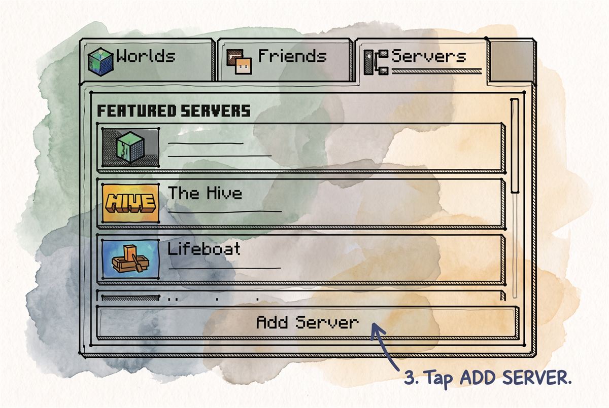 The Servers tab with the Add Server button marked.